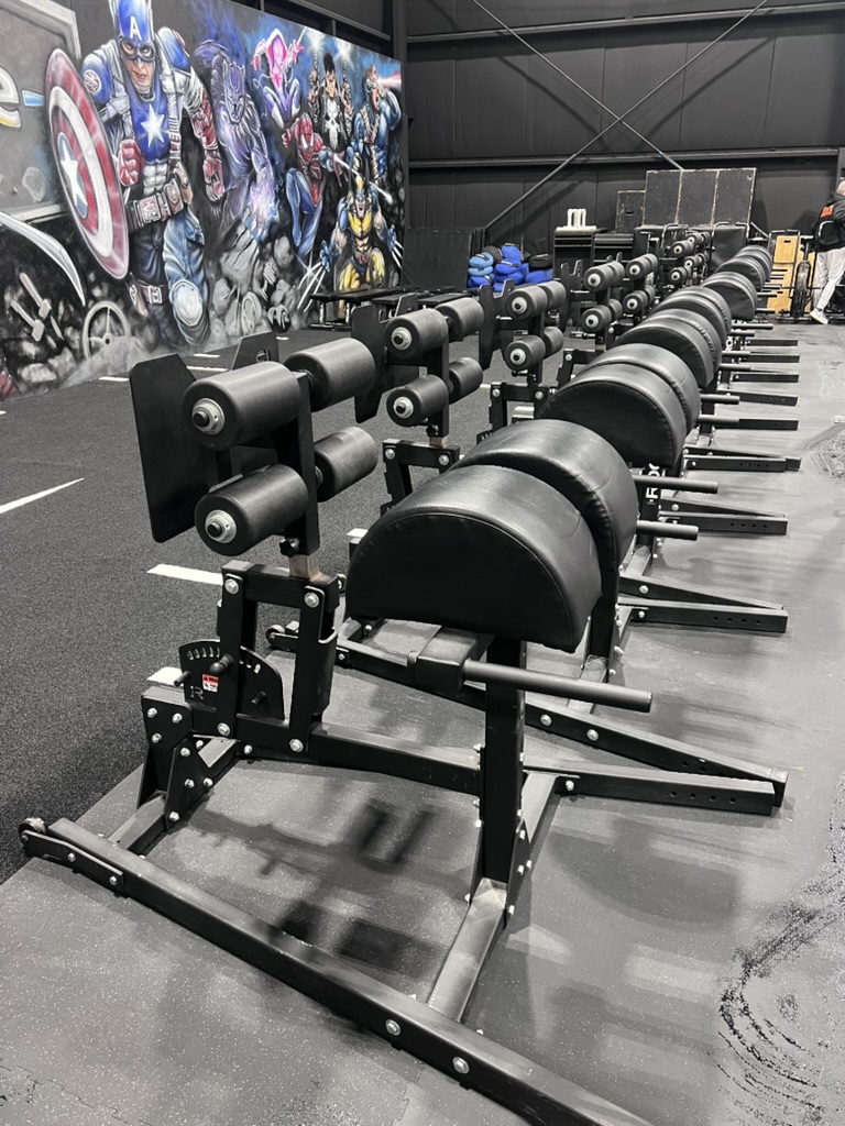 Strength equipment lined up inside Iron Forge